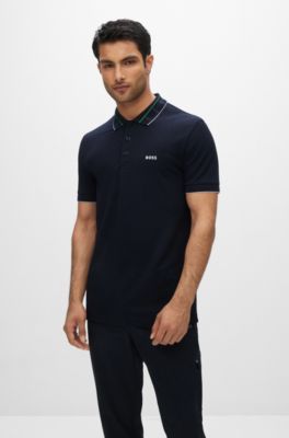BOSS - Slim-fit polo shirt with logo-print collar