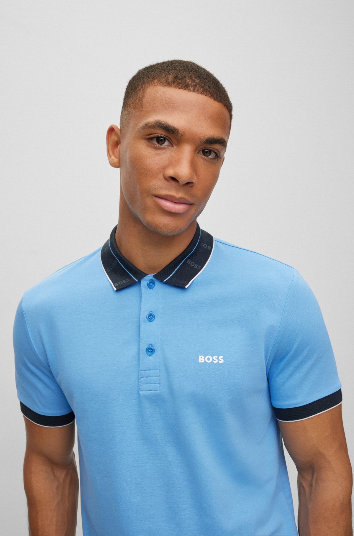 BOSS - polo shirt with logo-print collar