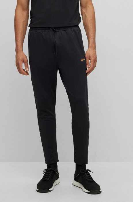 Спортивные брюки из эластичной ткани со светоотражающей отделкой, Черный
