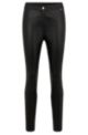 Slim-fit high-waisted trousers in faux leather, Black