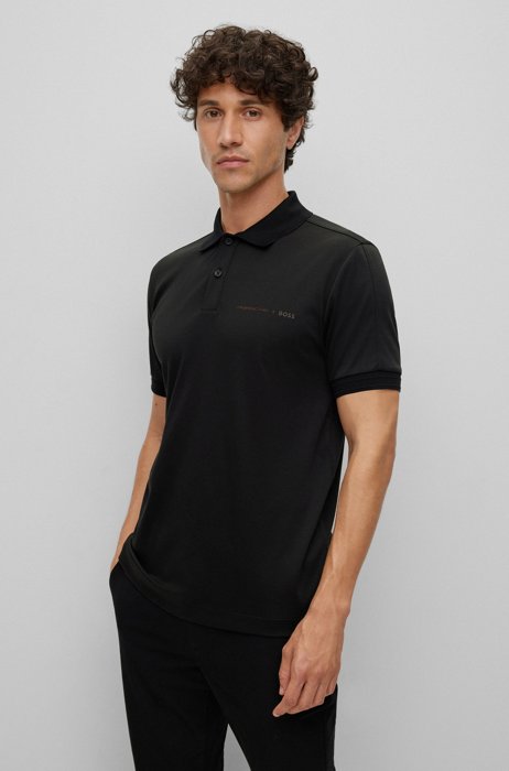 Porsche x BOSS interlock-cotton slim-fit polo shirt, Black