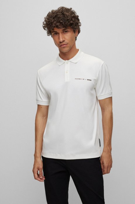 Porsche x BOSS interlock-cotton slim-fit polo shirt, White