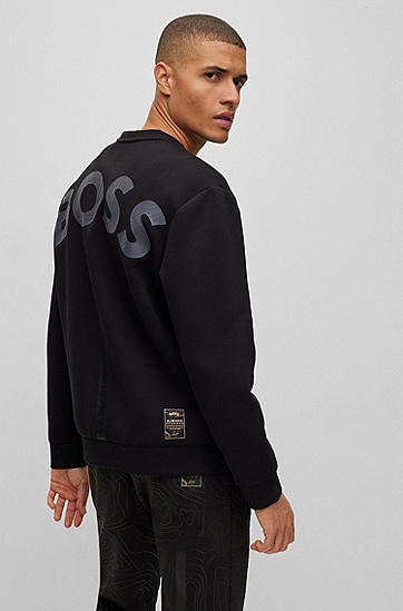 BOSS 博斯合作款品牌标识图案棉质混纺运动衫,  001_Black