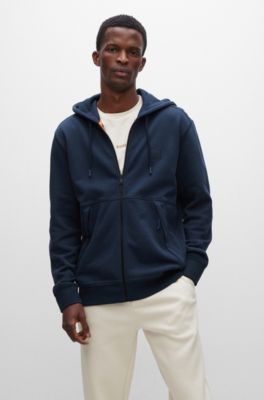 BOSS - Cotton-terry zip-up hoodie with logo patch