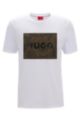 Cotton-jersey T-shirt with camouflage-print branding, White