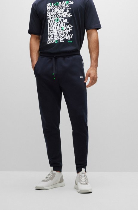 Cotton-blend tracksuit bottoms with logo-tape inserts, Dark Blue