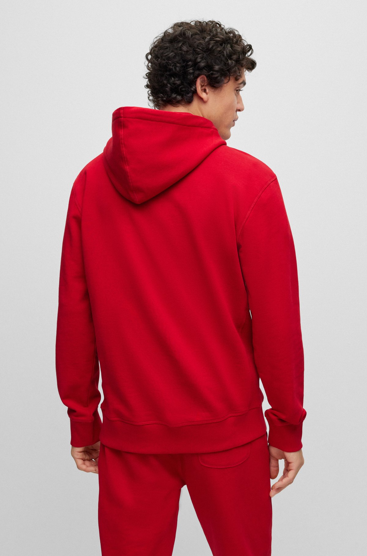 BOSS - Cotton-terry relaxed-fit hoodie with fleece logo