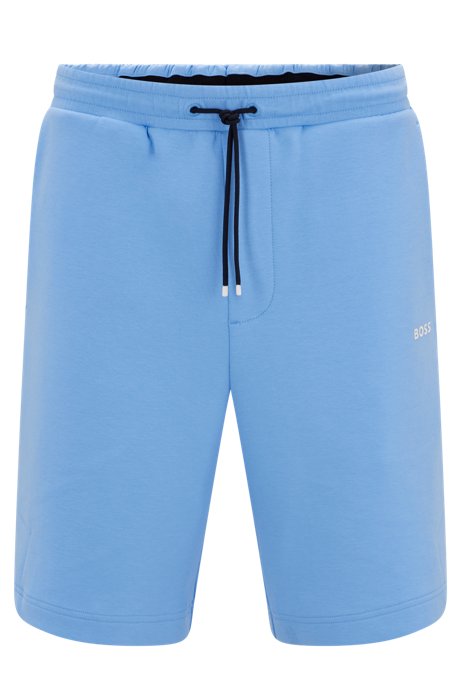 Cotton-blend regular-fit shorts with logo tape, Blue