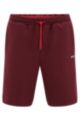 Cotton-blend regular-fit shorts with logo tape, Dark pink