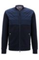 Hybrid zip-up sweatshirt in a cotton blend with silk, Dark Blue