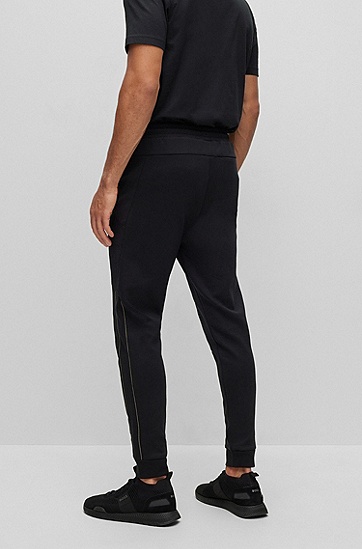 BOSS 博斯网格艺术风图案棉质混纺运动裤,  001_Black