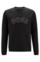 Cotton-blend regular-fit sweatshirt with grid artwork, Black