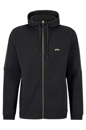 Cotton-blend zip-up hoodie with grid artwork