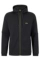 Cotton-blend zip-up hoodie with grid artwork, Black
