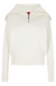 Relaxed-fit troyer sweater with stacked logo, White