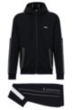 Cotton-blend tracksuit with piping and logos, Black