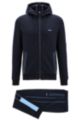 Cotton-blend tracksuit with piping and logos, Dark Blue