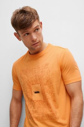 HUGO BOSS Jungen T-Shirt J25E63 orange Shirt  mit Logo Print NEU 