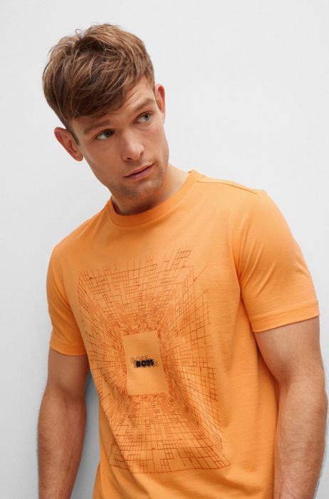 HUGO BOSS Uomo Abbigliamento Top e t-shirt T-shirt T-shirt a maniche corte T-shirt in misto cotone con grafica fosforescente 