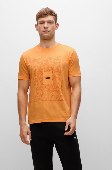Cotton-blend T-shirt with glow-in-the-dark artwork, Light Orange