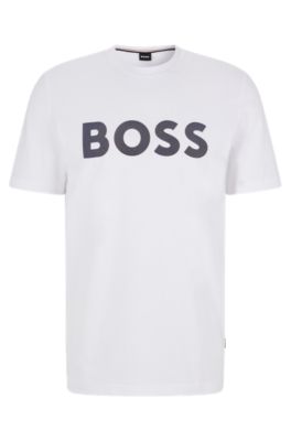 BOSS - Flock-print logo T-shirt in cotton jersey