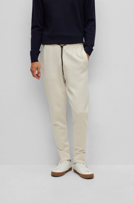 Regular-fit tracksuit bottoms in cotton and virgin wool, White