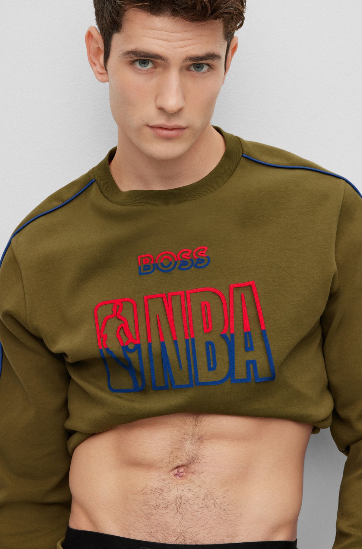 Cotton-blend regular-fit sweatshirt with collaborative branding, NBA Generic