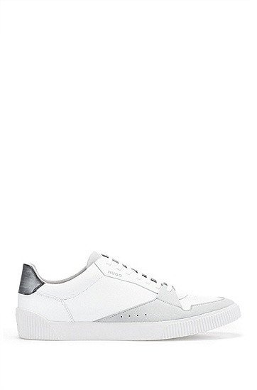 HUGO 雨果徽标细节装饰，混合材质杯底运动鞋,  100_White