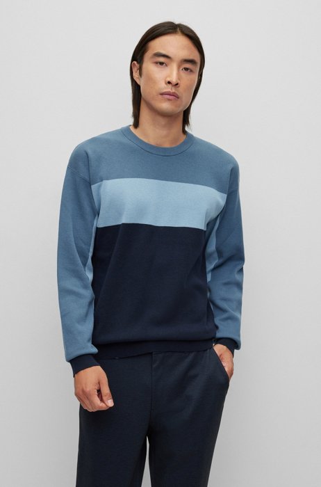 Relaxed-fit trui met color-blocking, Donkerblauw