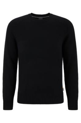 Hugo Boss Crew-neck Sweater In Responsible Cashmere In Black