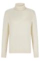 Rollneck sweater in cashmere, silk and wool, White