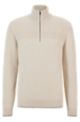 Zip-neck sweater in cotton, cashmere and wool, White