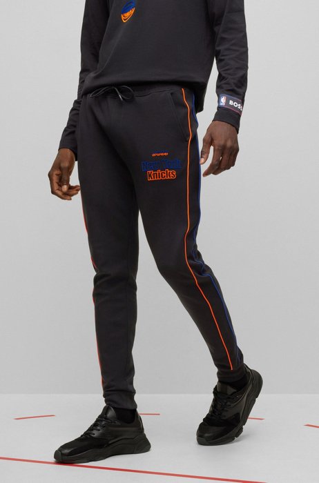 BOSS & NBA cotton-blend tracksuit bottoms with flock-print logos, NBA Knicks
