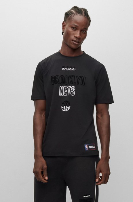 BOSS & NBA T-shirt in cotone elasticizzato, NBA NETS