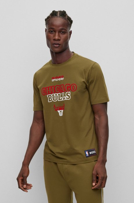 BOSS & NBA T-shirt in cotone elasticizzato, NBA Bulls
