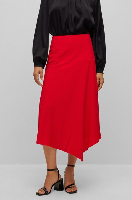 A-line skirt in crinkle crepe with asymmetric hem, Red