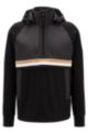 Hybrid sweatshirt with detachable hood and signature stripe, Black