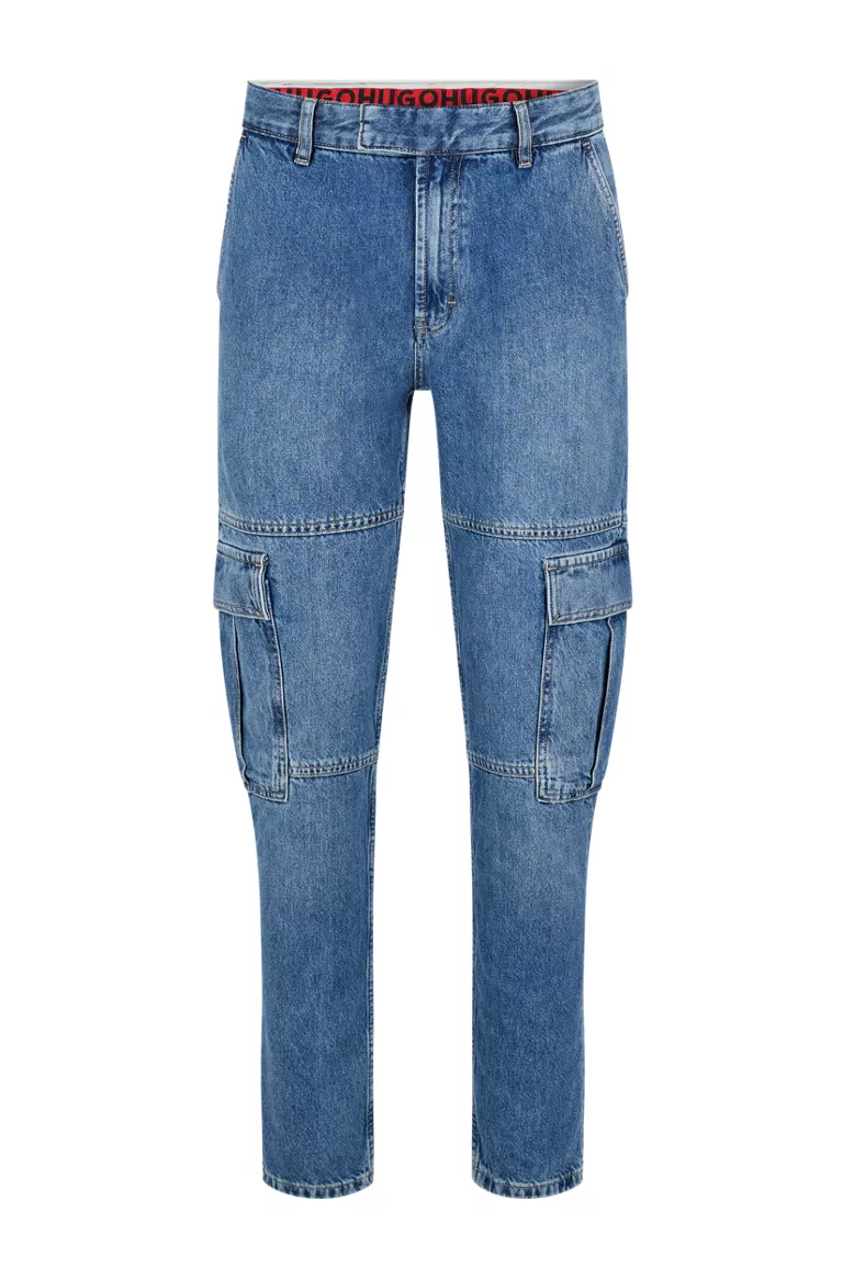 hugoboss.com | Blue Tapered-Fit Cargo Jeans