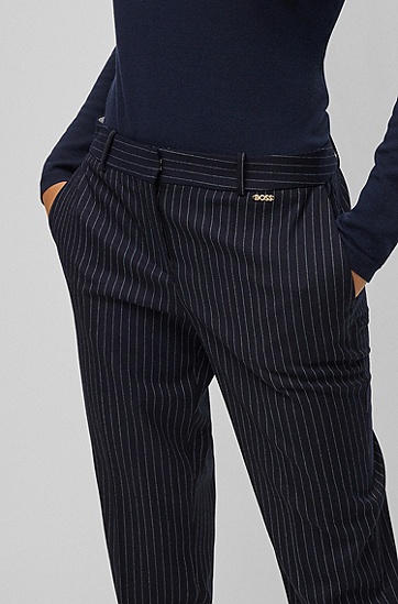BOSS 博斯羊毛混纺细条纹常规版长裤,  963_Open Miscellaneous