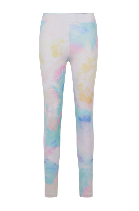 Multi-coloured leggings in super-stretch material, Patterned