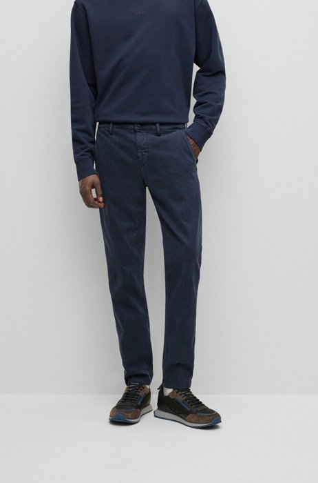 Tapered-fit trousers in stretch twill with twin loops, Dark Blue