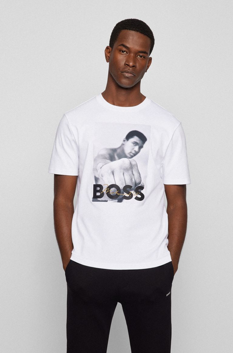hugoboss.com | T-Shirt aus Interlock-Baumwolle mit "Muhammad Ali"-Grafik