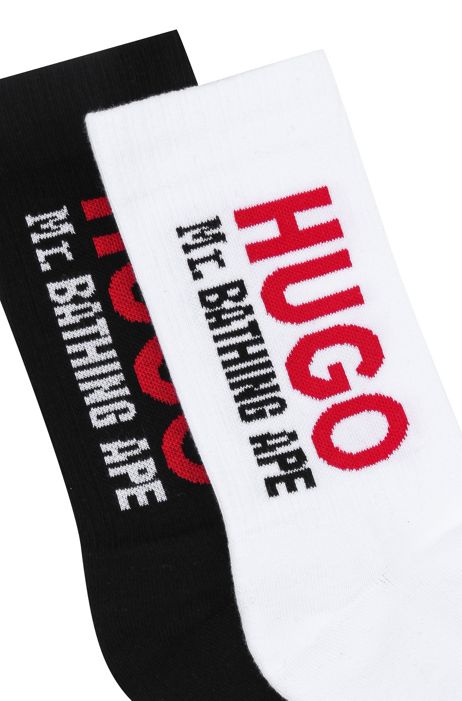 Marque  HUGOHUGO Femmes 2P QS RIB LABEL CC W Lot de deux paires de chaussettes courtes côtelées à étiquette logo 