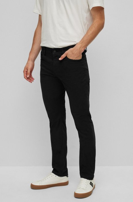 Slim-fit jeans in brushed stretch denim, Black