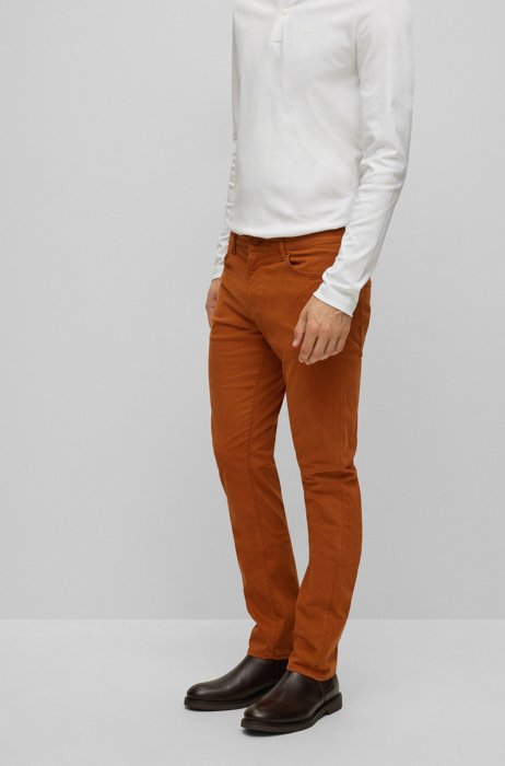 Slim-fit jeans in brushed stretch denim, Brown