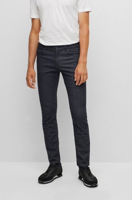 Slim-fit jeans in melange-effect stretch denim, Dark Blue