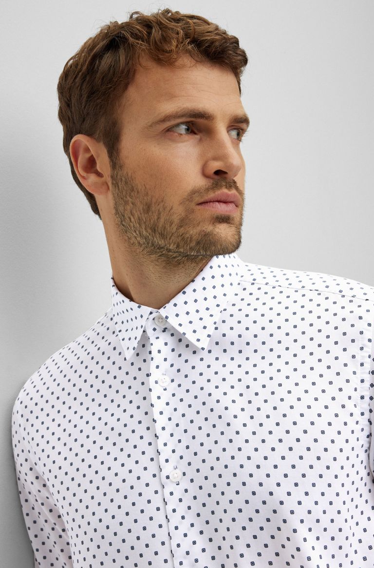 Camicia slim fit con stampa all-over HUGO BOSS Uomo Abbigliamento Camicie Camicie casual 