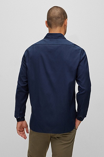 常规版型 Awatti 棉质法兰绒衬衫,  404_Dark Blue