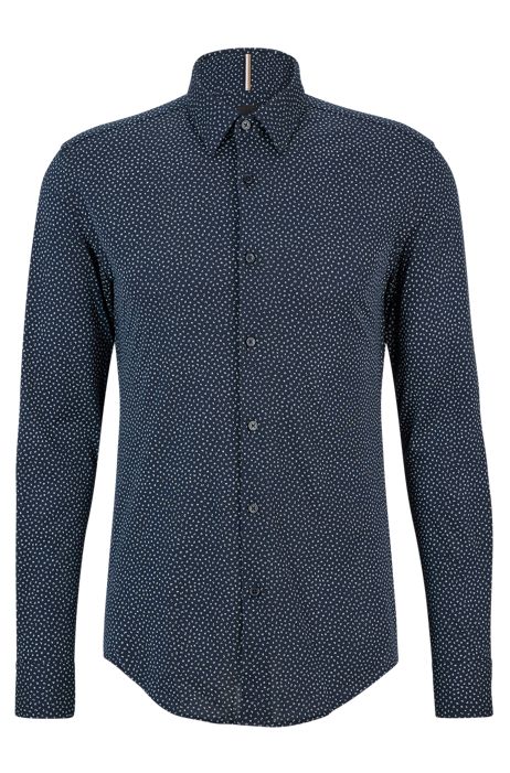 Camicia slim fit in tessuto stampato a trama flessibile HUGO BOSS Uomo Abbigliamento Camicie Camicie casual 