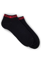 Two-pack of ankle socks with logo-tape effect, Black